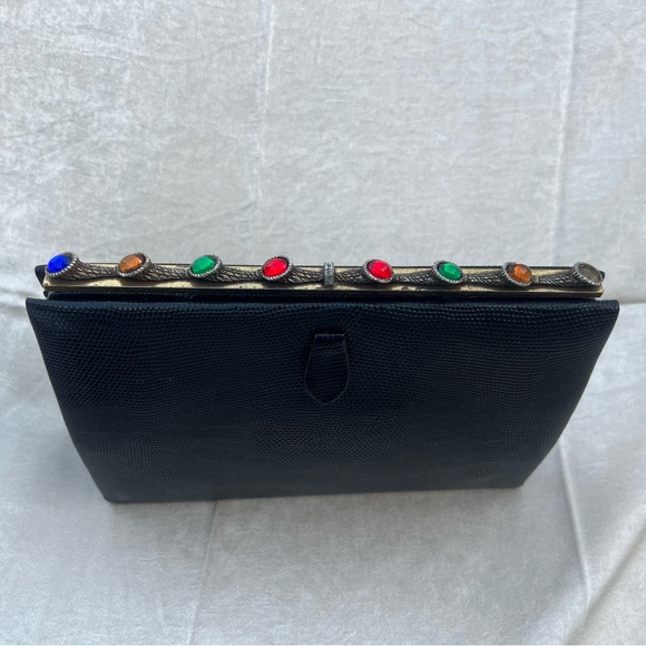 Vintage 1960s Black Leather Clutch